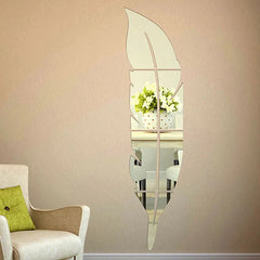 ملصق مرآة حائط بتصميم ريش DIY تأثير مرآة أكريليك ديكور ملصق حائط ديكور منزلي جدارية مرآة 73*18 سم