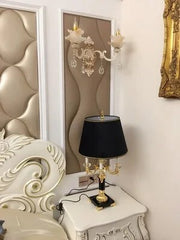 مصباح طاولة كريستالي أسود كبير فاخر K9