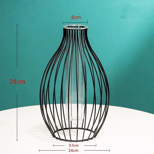 مزهرية حديدية هندسية مع أنبوب زجاجي